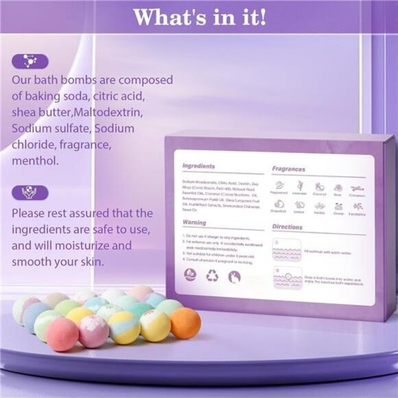 20PCS Bath Bombs for Women Presents Set Natural Wonderful Fizz Effect Bubble - Picture 6 of 7